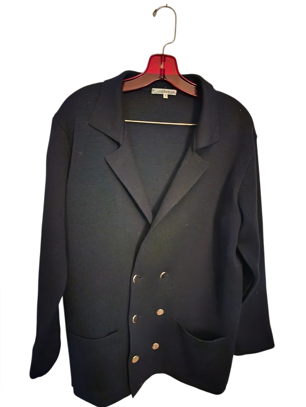 Vintage 100% Virgin Wool Italian Navy Dbl Breasted Jacket/Sweater Unisex Venezia